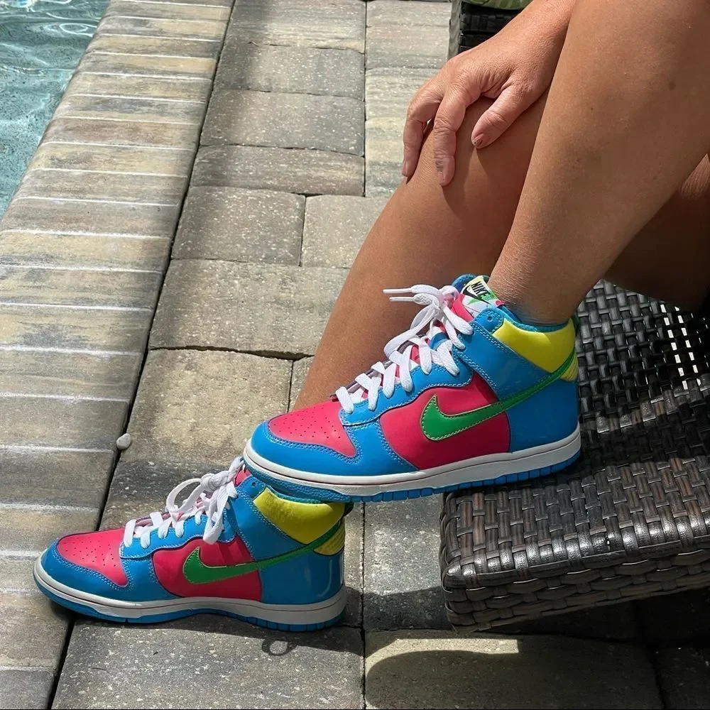 Nike Dunk High GS Cherry / Blue-Green - Yellow Rare